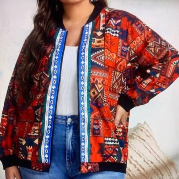 Ladies 3X zip up southwestern print jacket - Picture 1 of 2